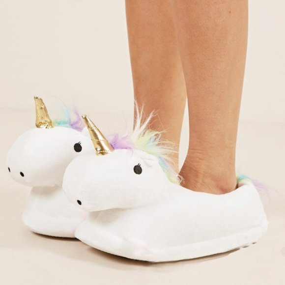 UNICORN SLIPPERS-WHITE - Picture 1 of 2